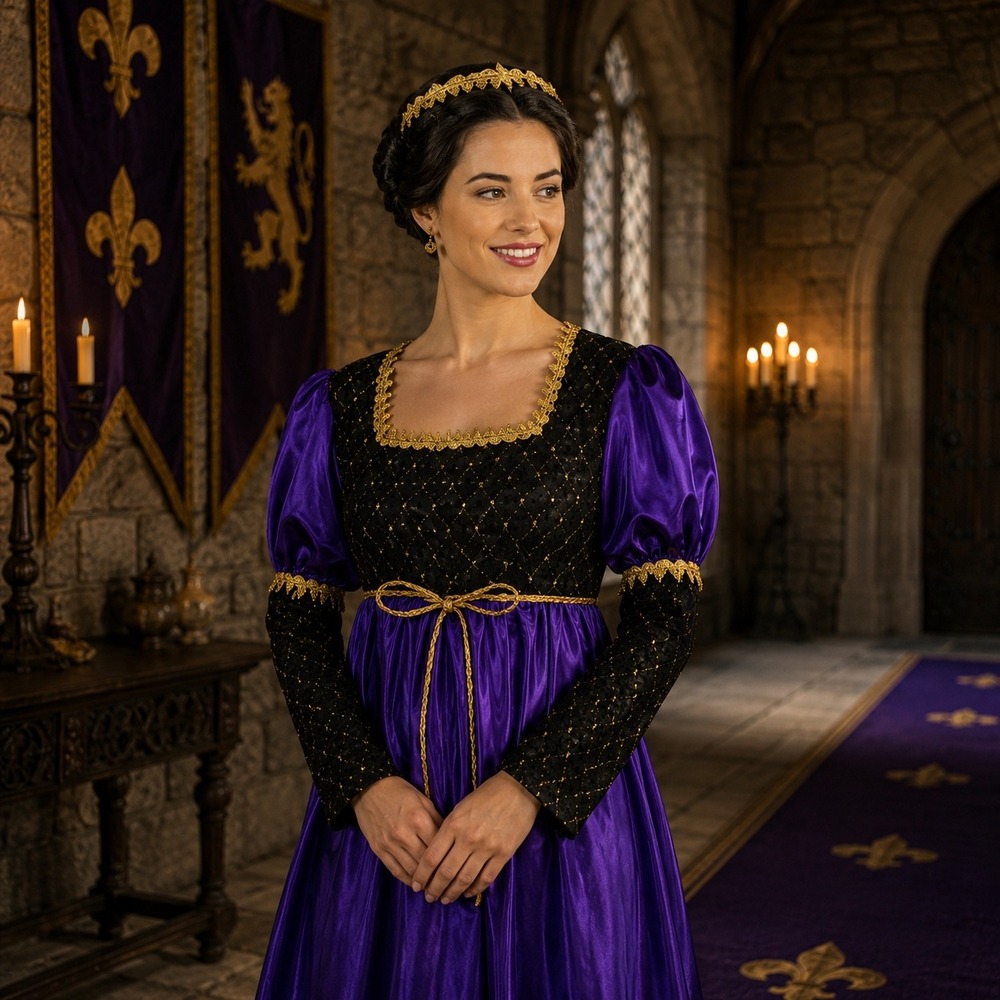 Medieval Princess Costume Small Purple Renaissance Dress Crown Halloween Vintage